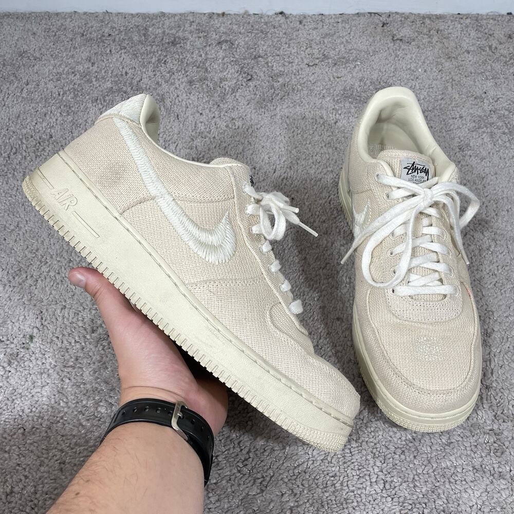 Nike Air Force 1 Low x Stussy ”Fossil” Mens Size 11 CZ9084-200 Canvas 2020